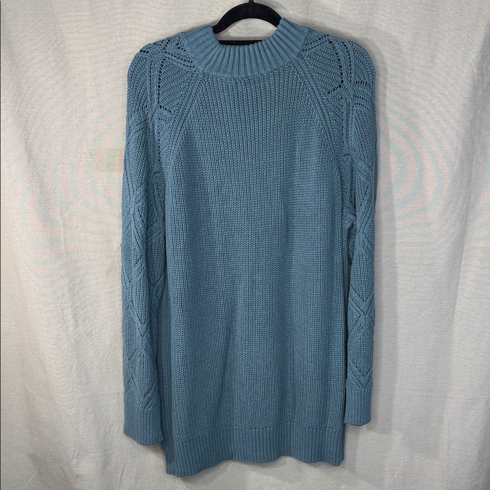 Architect Sweater Blue Cowl Neck Tunic Length in Size 1X & 2X NWT - Picture 7 of 14